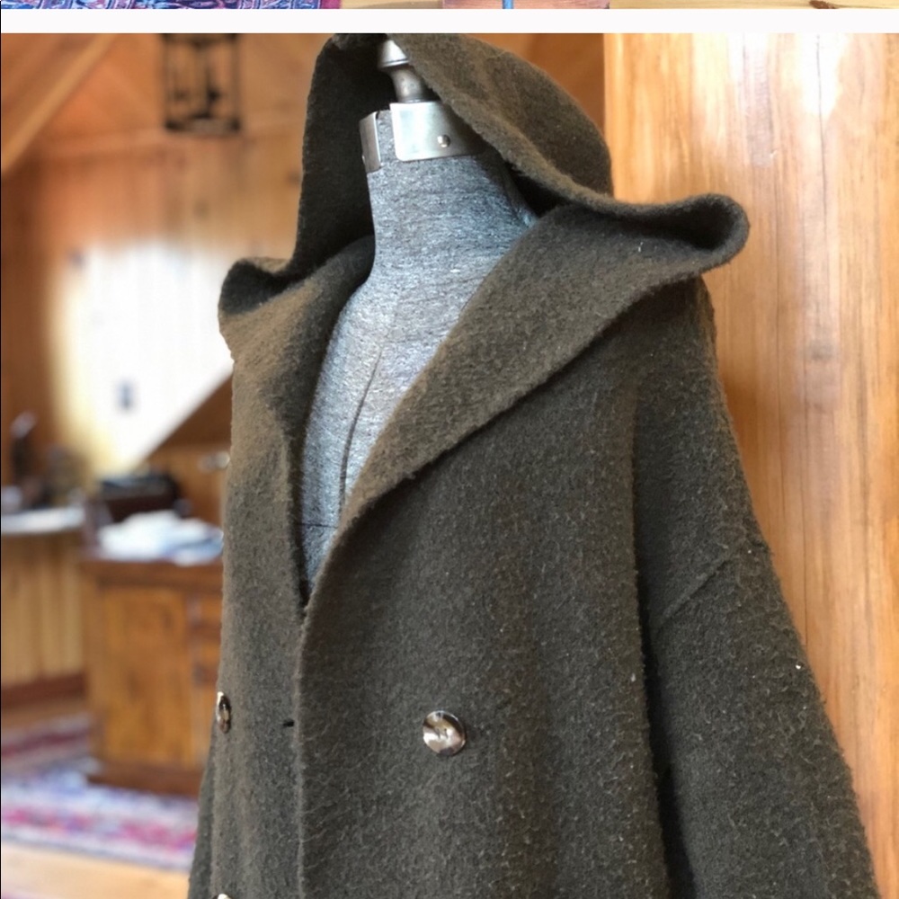 Zara Dark Green Hooded Coat - Picture 2 of 3